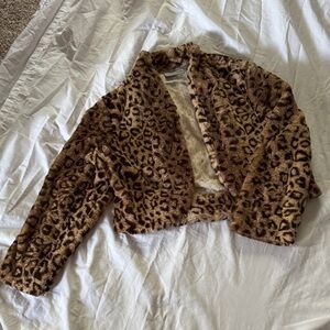 Chic Leopard Print Teddy Jacket